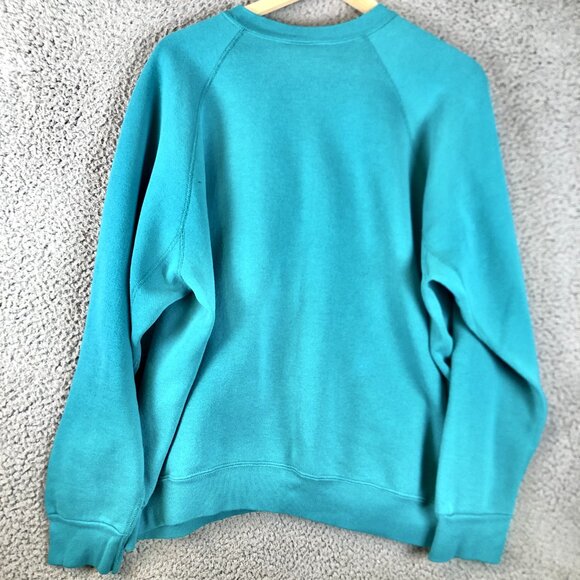 Vintage 70s 80s Discuss Sweatshirt XL Teal Green Blank Crewneck Pullover USA - Picture 3 of 6